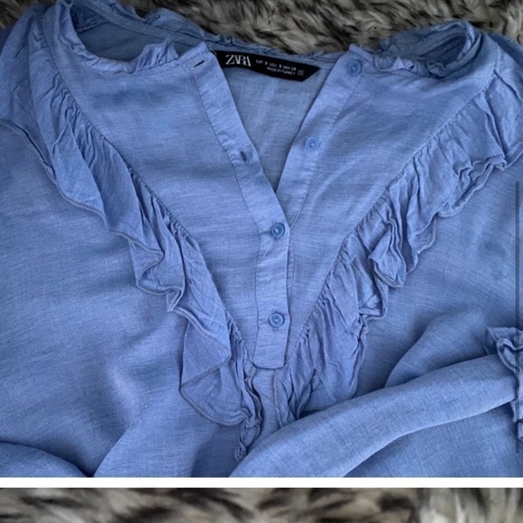 Cottage core Zara ruffled long sleeve summer blouse-peasant prairie country vibe - Picture 8 of 10